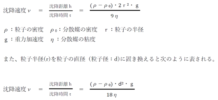 沈降法によって粒子径を求めるときに用いる式　97回薬剤師国家試験問50